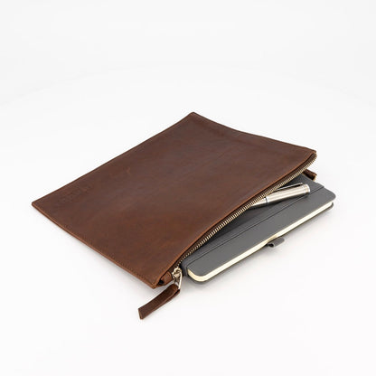 Leather Tablet Zipper Pouch